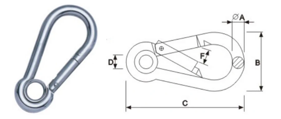 stainless steel snap hook with eyelet stainless steel snap hook with eyelet
